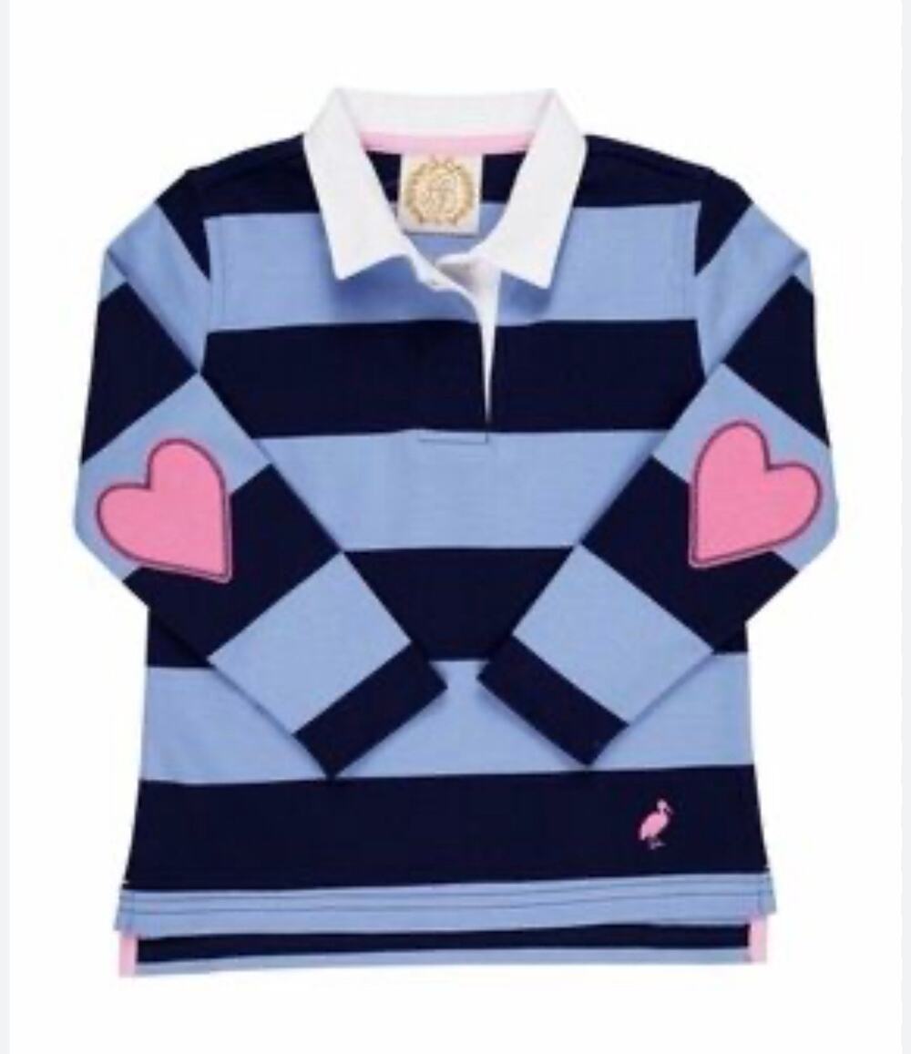 Beaufort Bonnet Rollin's Girls Blue Stripe Rugby Shirt Size 12